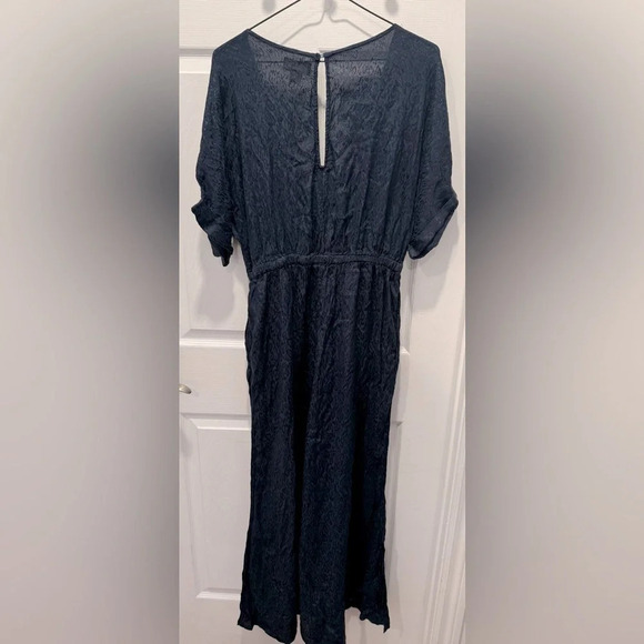 NEW Maeve Anthropologie Jacqueline Jacquard Romper Jumpsuit Navy Blue flowy USS - Picture 7 of 7